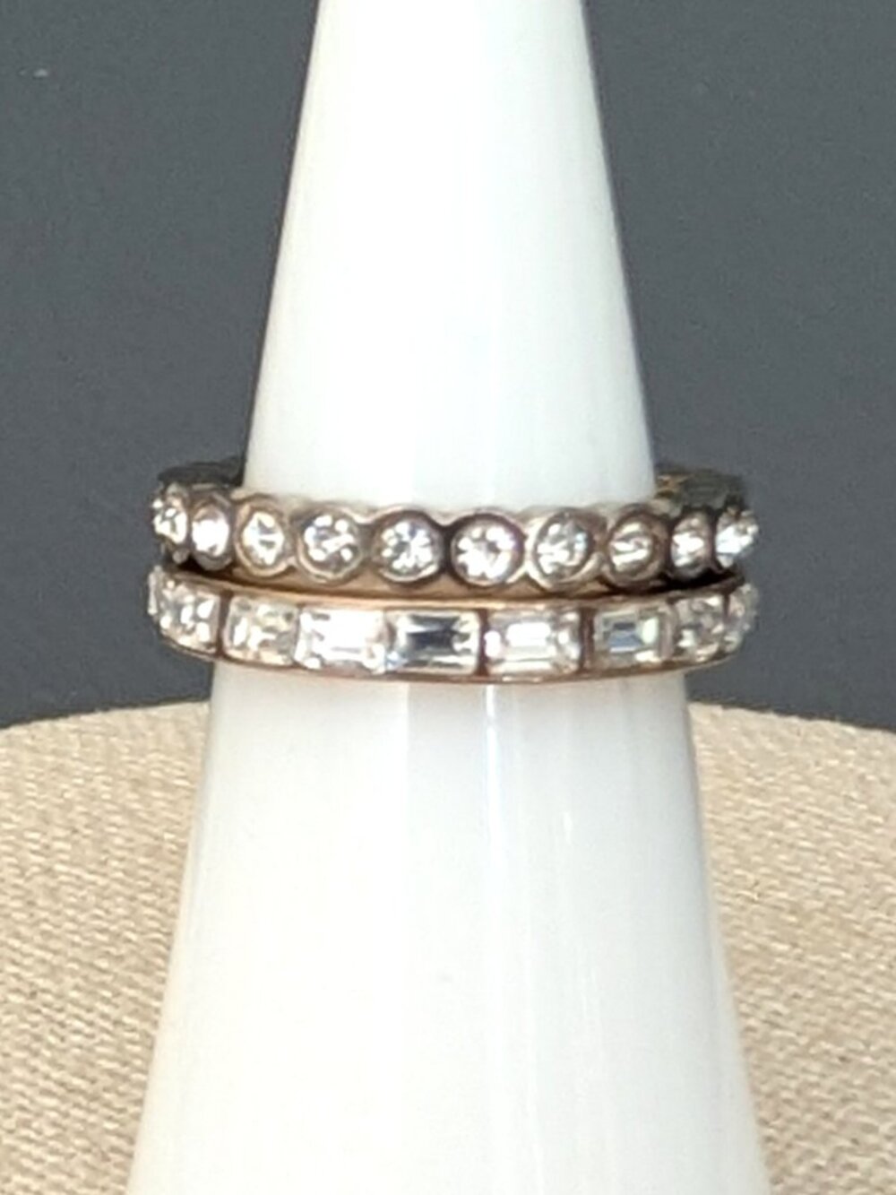 2 faux diamond eternity stacking rings